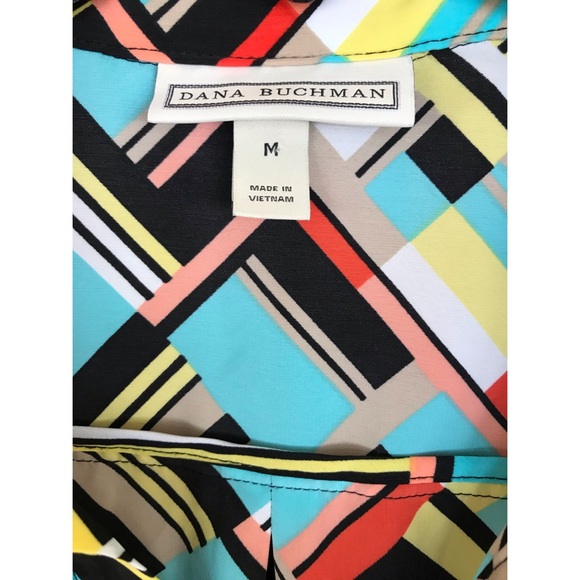 Dana Buchman Women’s Multicolored Half Button Down Sleeveless Top Size Medium - Picture 6 of 8